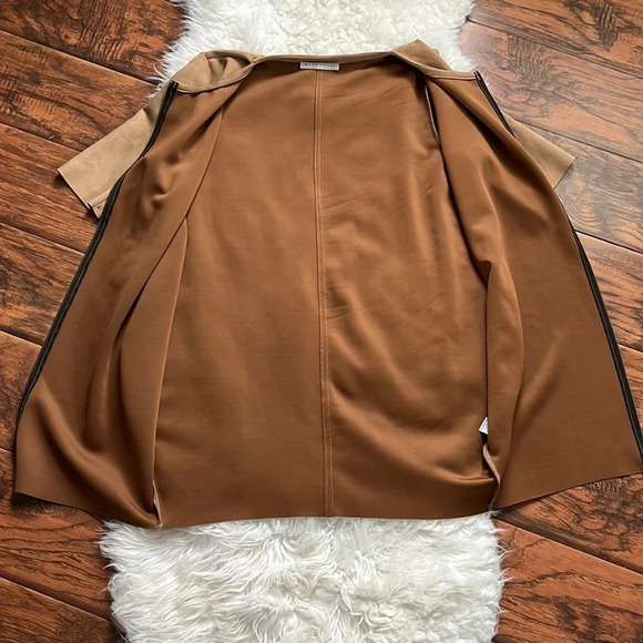 Bryn Walker LAGENLOOK Conrad Zip Jacket Faux Suede Camel Size XS - Picture 7 of 9